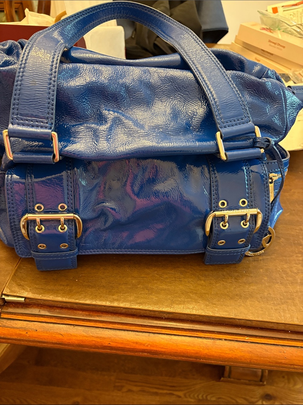 Michael Kors Patent Leather Bag in Blue